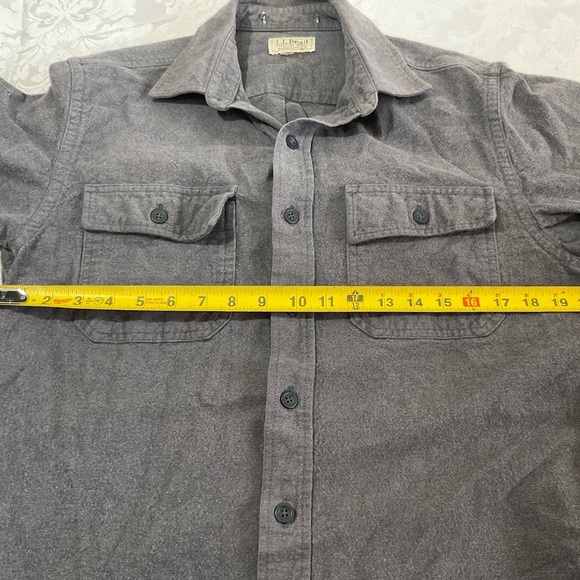 LL Bean Chamois Cloth Work Shirt Mens Medium Gray Heavy Long Sleeve Button Up - Picture 5 of 9
